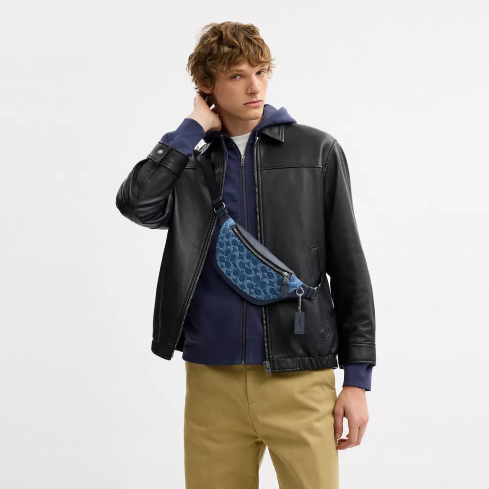 Borsetă de centură Warren Mini din denim semnătura