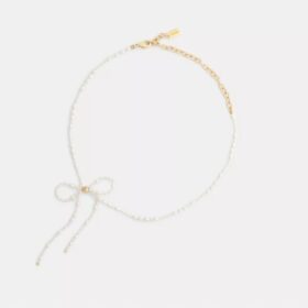 Colier choker cu fundă din perle