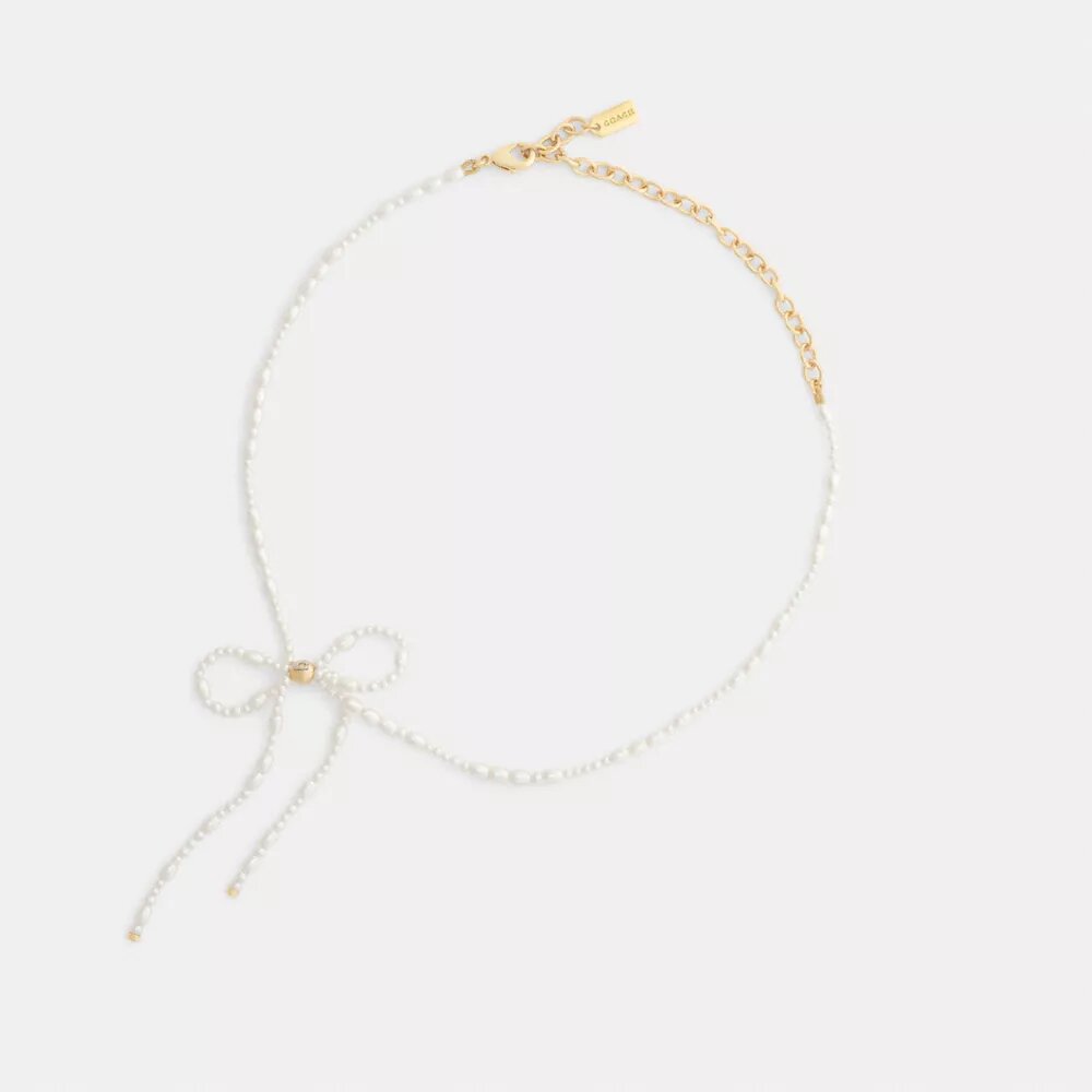 Colier choker cu fundă din perle
