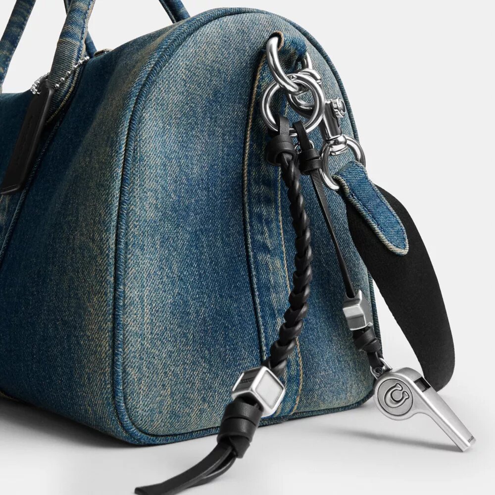 Compass din denim de bumbac regenerativ, cu pandantive