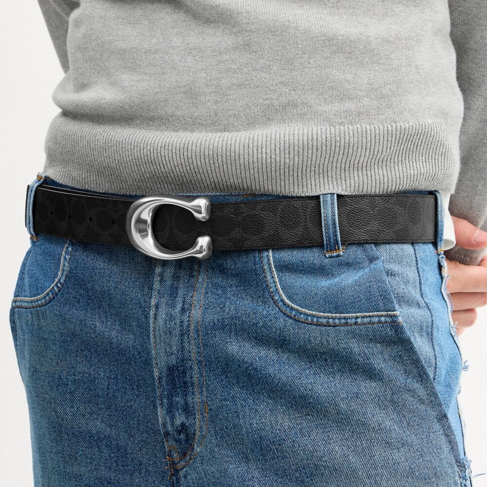 Curea reversibilă cu cataramă în formă de C sculptat, 38 mm