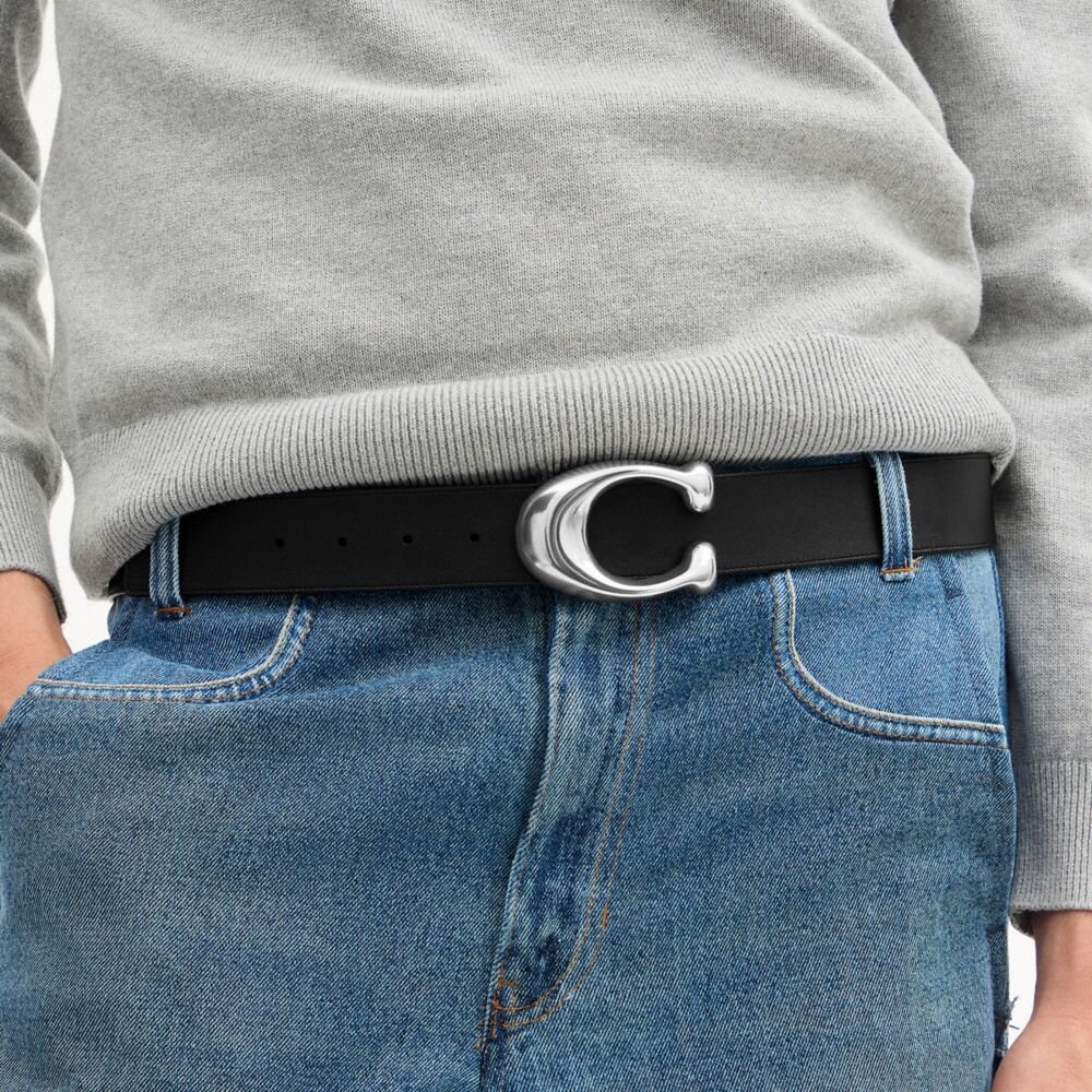 Curea reversibilă cu cataramă în formă de C sculptat, 38 mm