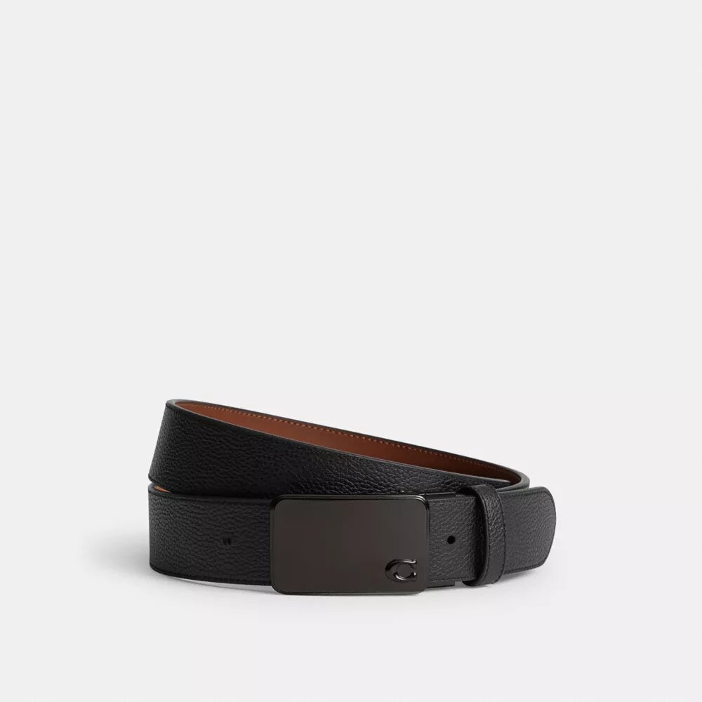 Curea reversibilă cu cataramă placă semnătură, tăiată la dimensiune, 38 mm