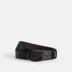 Curea reversibilă tăiată la dimensiune, cu cataramă emblematică, 38 mm