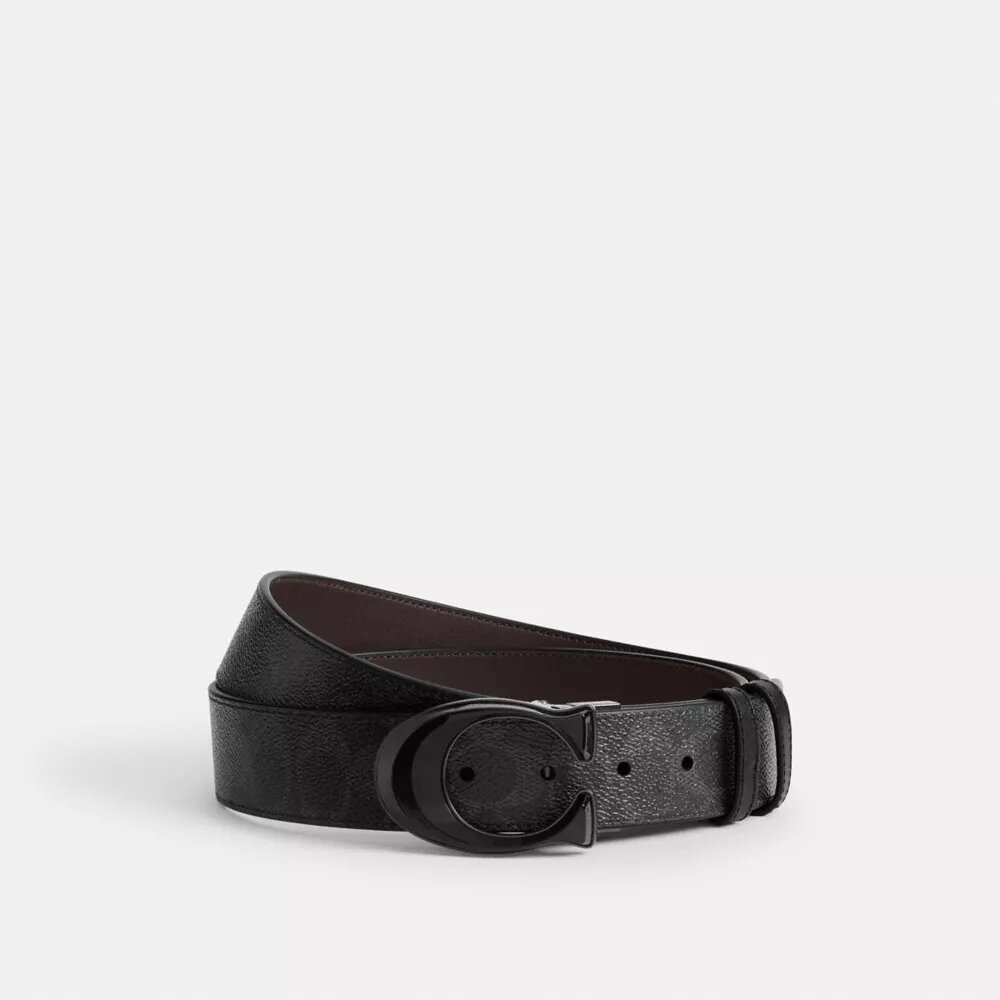 Curea reversibilă tăiată la dimensiune, cu cataramă emblematică, 38 mm