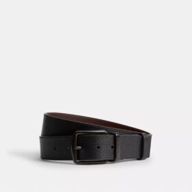 Curea reversibilă, tăiată la dimensiune, cu cataramă tip ham și placă în cutie, 38 mm