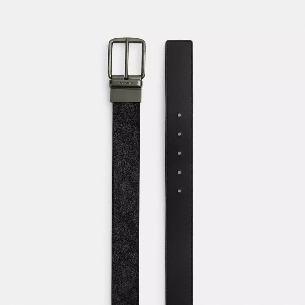 Curea reversibilă, tăiată la dimensiune, cu cataramă tip ham și placă în cutie, 38 mm