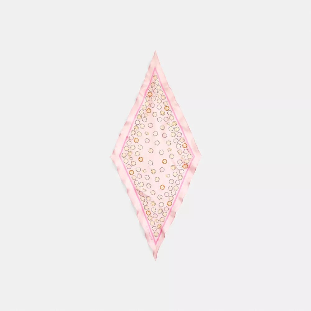 Eșarfă din mătase în formă de romb cu imprimeu „Waterfall Tea Rose”