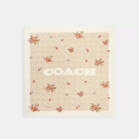 Eșarfă pătrată din mătase cu imprimeu floral de primăvară