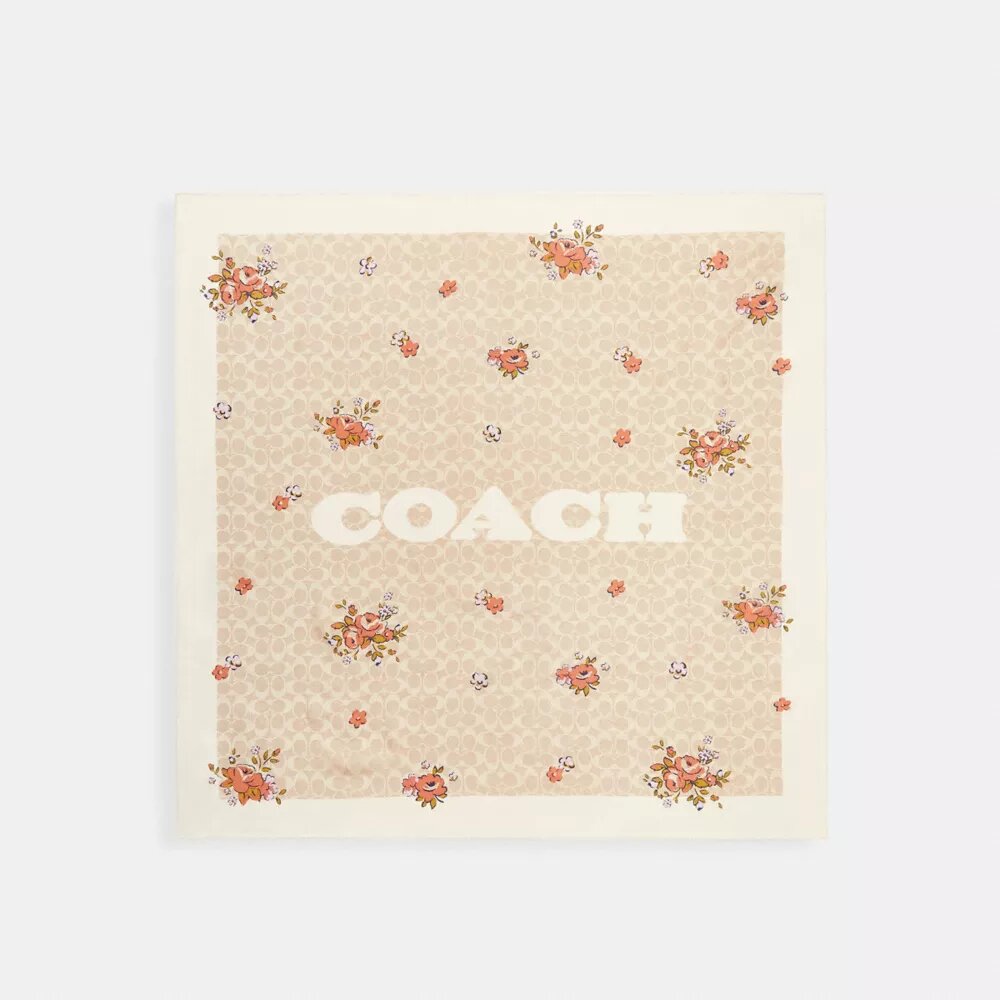 Eșarfă pătrată din mătase cu imprimeu floral de primăvară