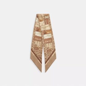 Eșarfă subțire din mătase cu imprimeu „Stacked Tabby Genți”