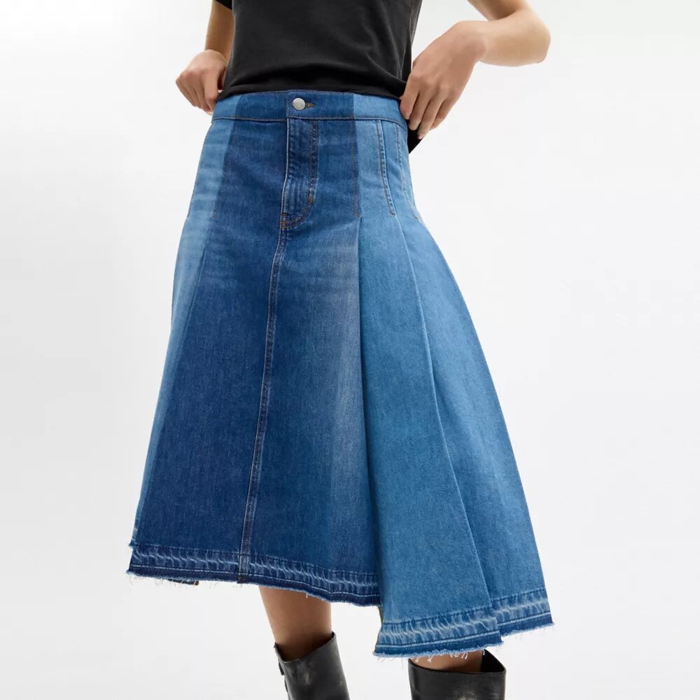 Fustă maxi din denim din bumbac organic
