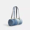 Geantă cilindrică Kisslock 28 din denim reciclat
