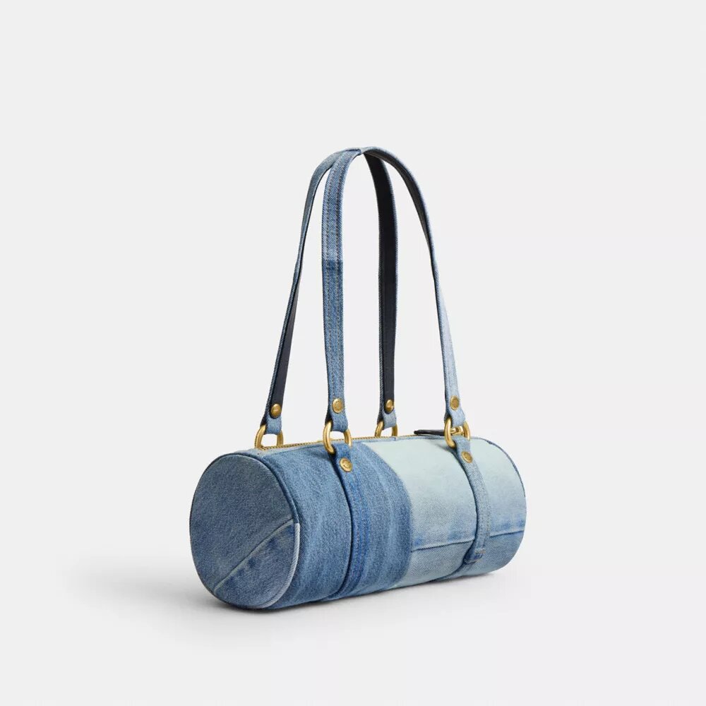 Geantă cilindrică Kisslock 28 din denim reciclat