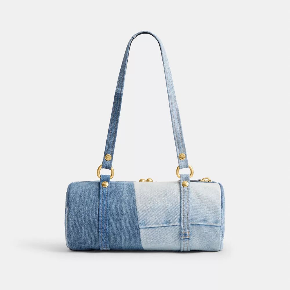 Geantă cilindrică Kisslock 28 din denim reciclat