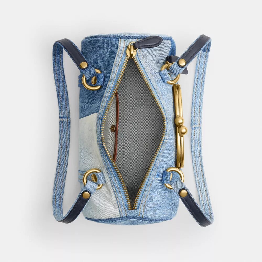 Geantă cilindrică Kisslock 28 din denim reciclat