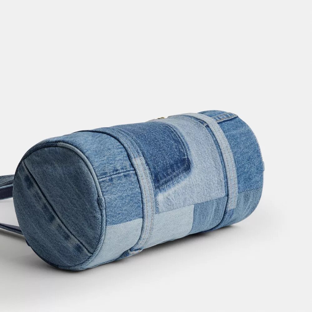 Geantă cilindrică Kisslock 28 din denim reciclat