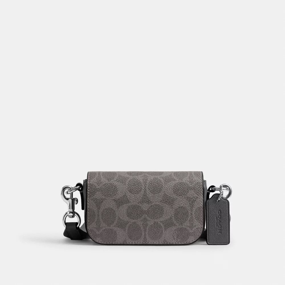 Geantă crossbody cu clapă și curea transversală din Signature Canvas
