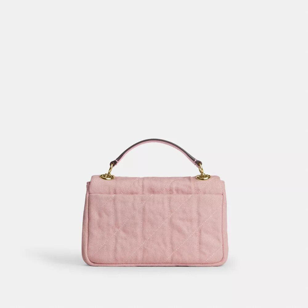 Geantă crossbody Elodie 18 din denim „Loved” cu matlasare