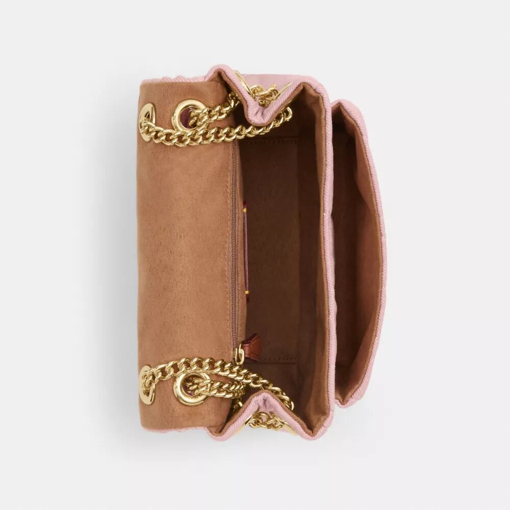 Geantă crossbody Elodie 18 din denim „Loved” cu matlasare