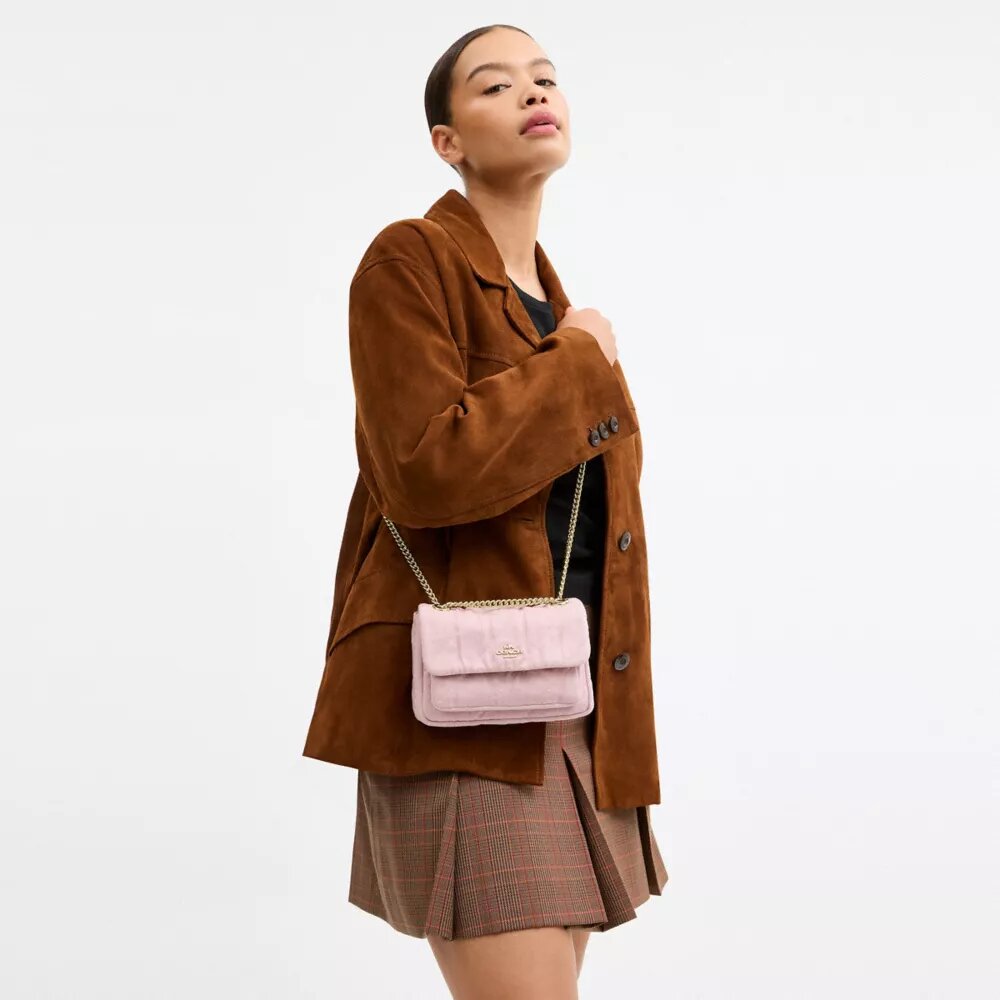 Geantă crossbody Elodie 18 din denim „Loved” cu matlasare