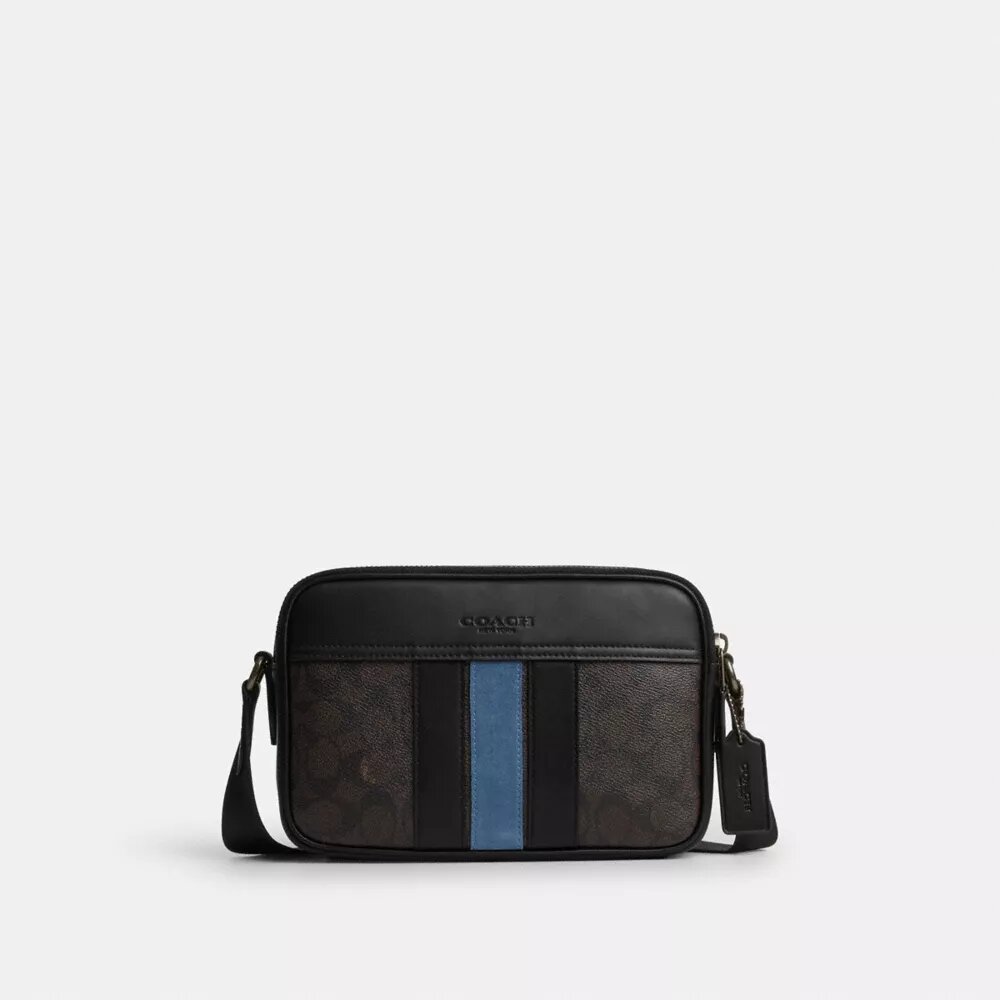 Geantă crossbody Graham din Signature Canvas cu dungi Varsity