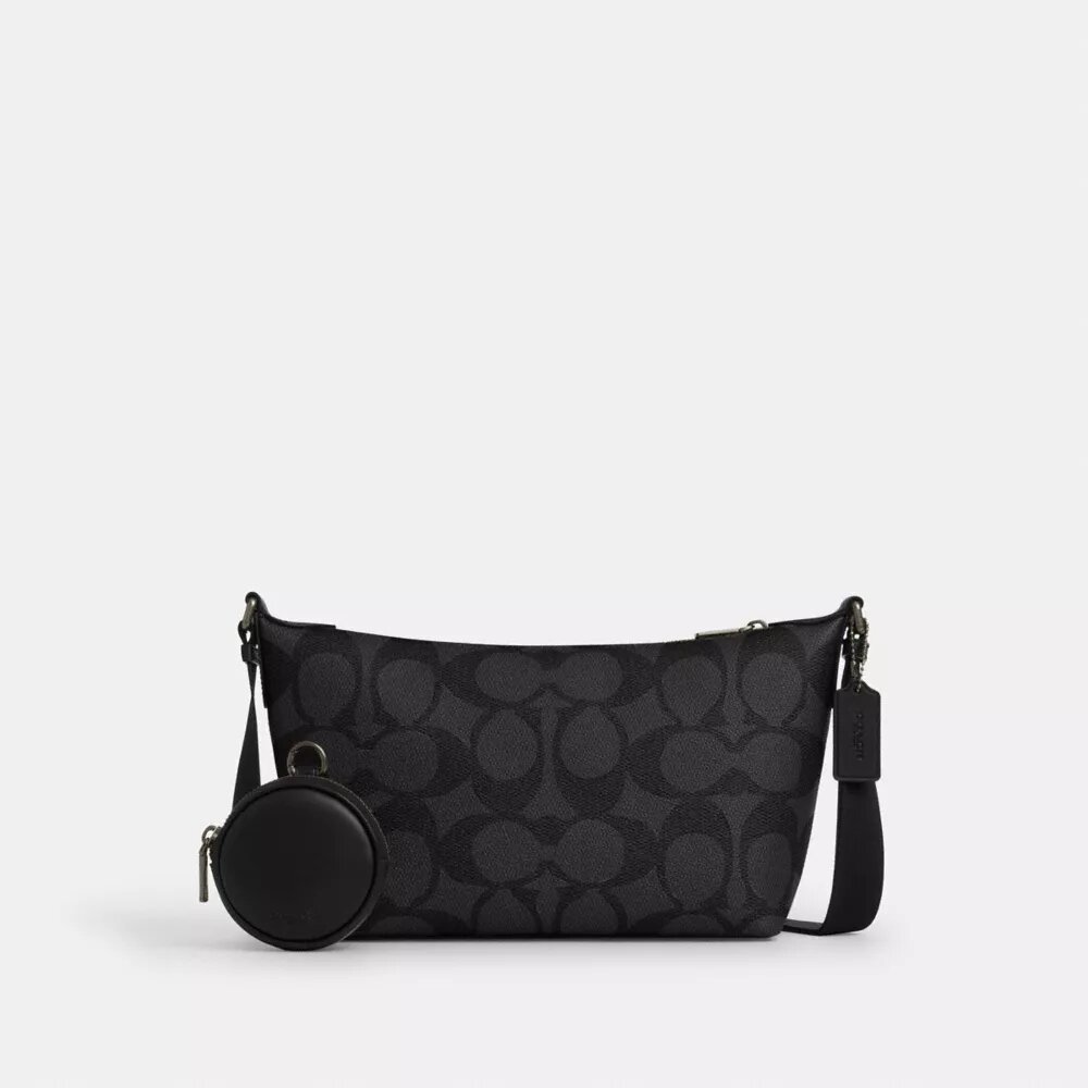 Geantă crossbody mică „Finn” cu buzunar detașabil, din pânză „Signature Canvas”