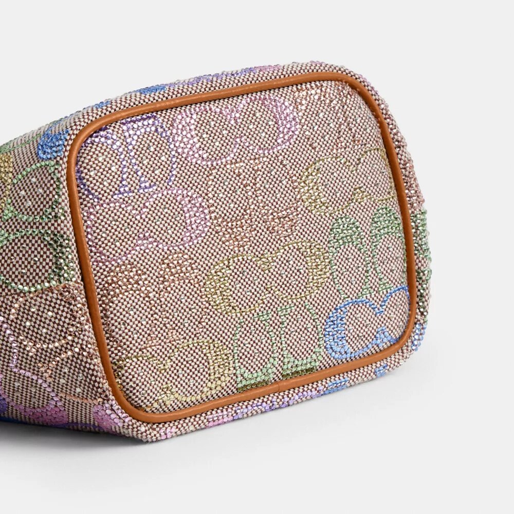 Geantă cu cadru Kisslock 16 în jacquard Crystal Signature
