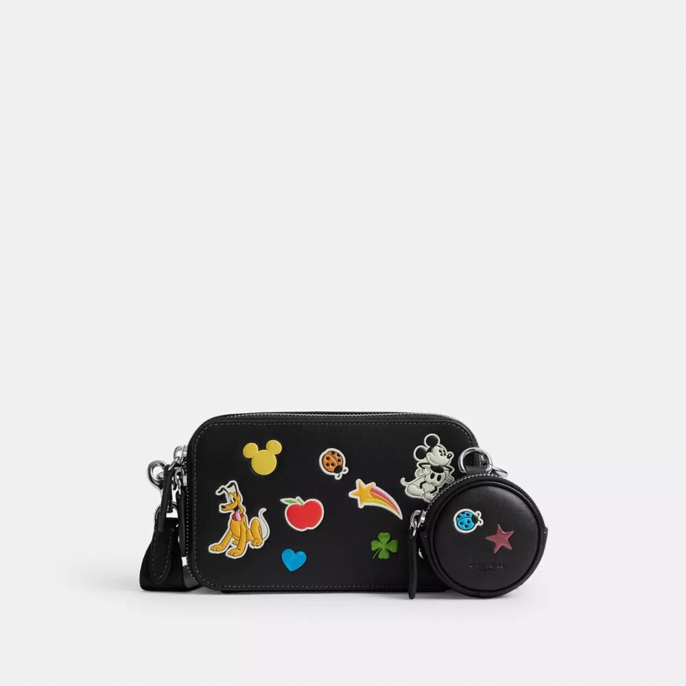 Geantă de umăr subțire Disney X Coach Charter cu imprimeu cu autocolante