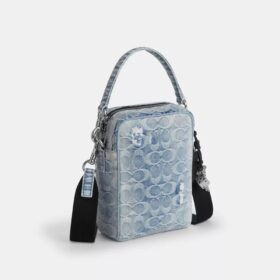 Geantă de umăr Tristan 14 din denim „Loved Signature” cu pandantive