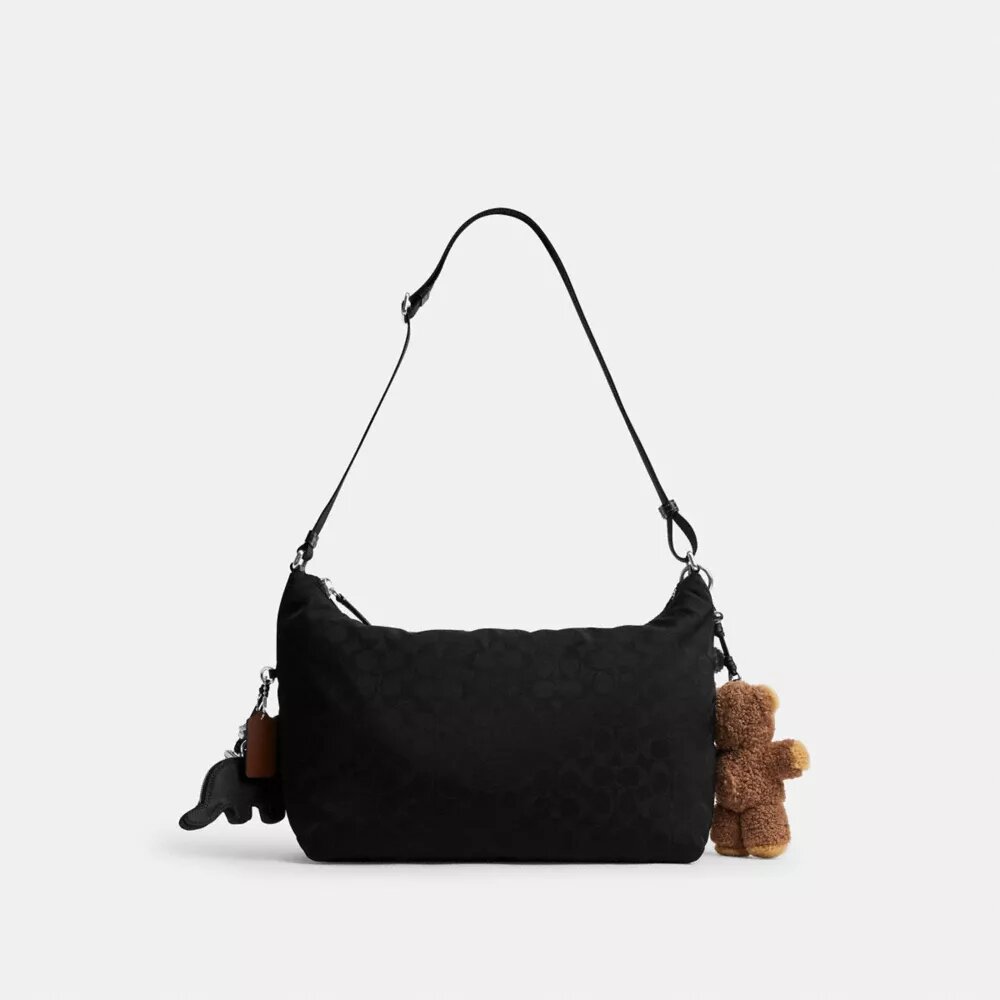 Geantă Leo Crossbody din nailon semnătura cu pandantive