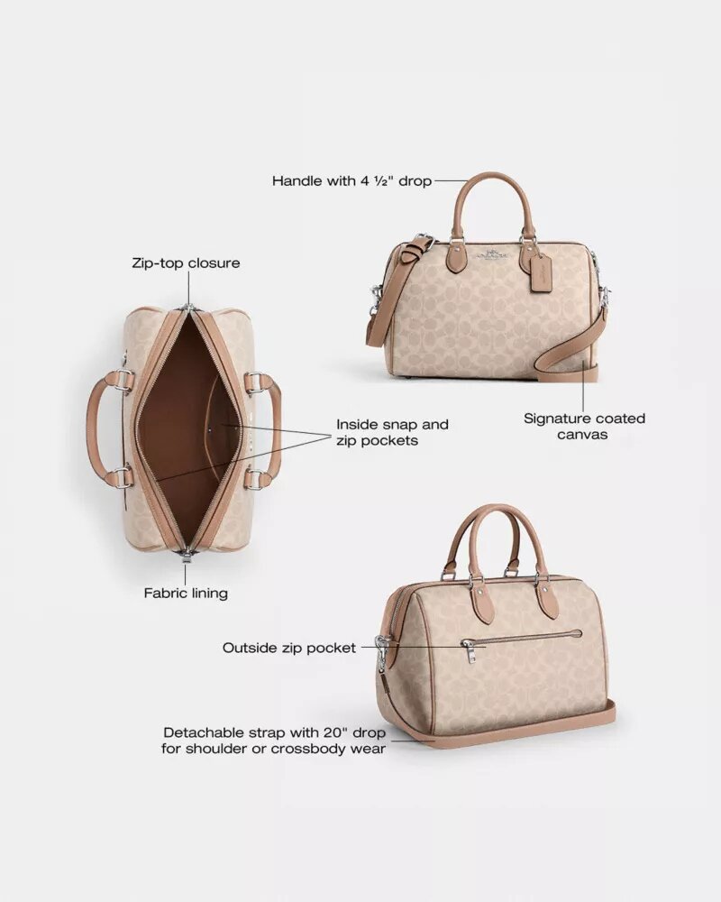 Geantă mare de tip satchel Rowan din Signature Canvas