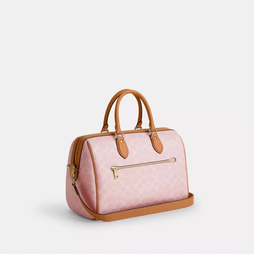 Geantă mare de tip satchel Rowan din Signature Canvas cu pandantive