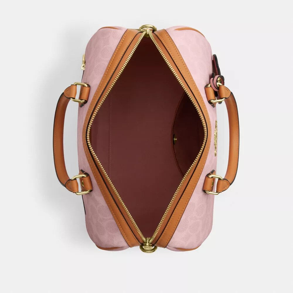 Geantă mare de tip satchel Rowan din Signature Canvas cu pandantive