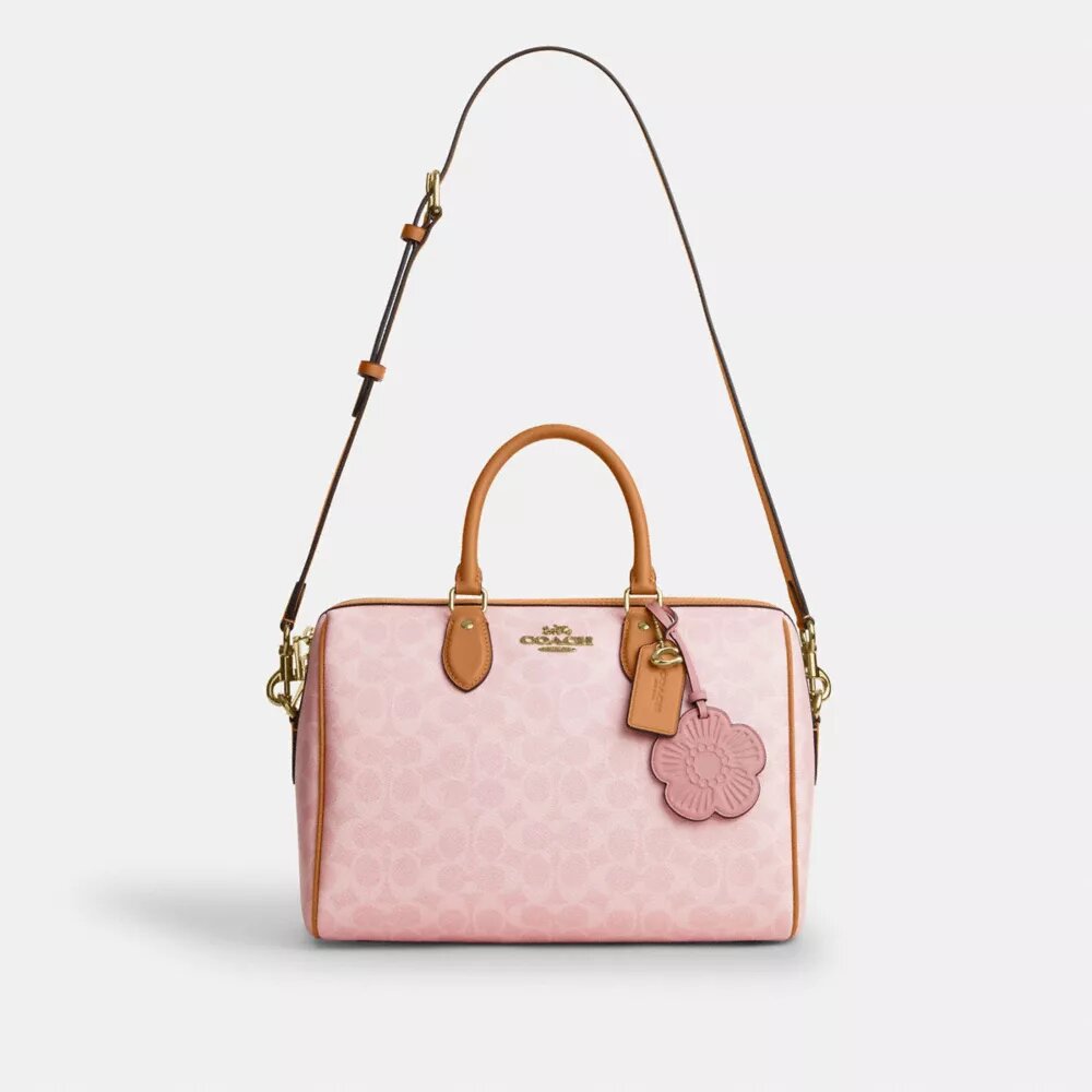 Geantă mare de tip satchel Rowan din Signature Canvas cu pandantive