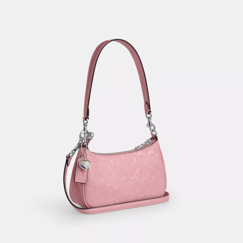 Geantă mini crossbody Teri din piele semnătură cu pandantiv în formă de inimă