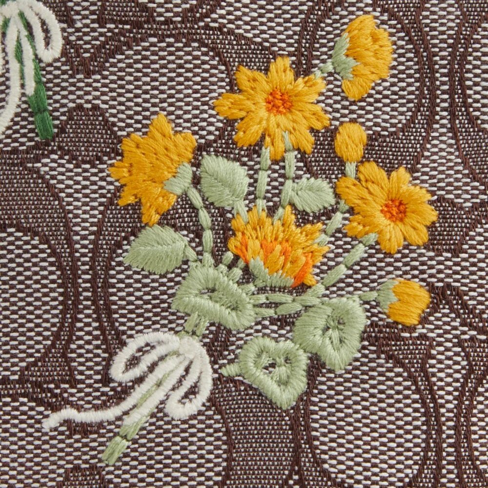 Geantă mini Faye cu șnur, din jacquard semnătura cu broderie florală