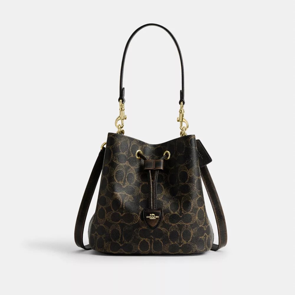 Geantă tip sac Rowan din Signature Canvas cu pandantive