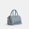 Geantă tip satchel Rowan din denim „Loved” cu pandantive pentru genți