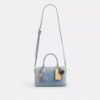 Geantă tip satchel Rowan din denim „Loved” cu pandantive pentru genți