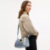 Geantă tip satchel Rowan din denim „Loved” cu pandantive pentru genți