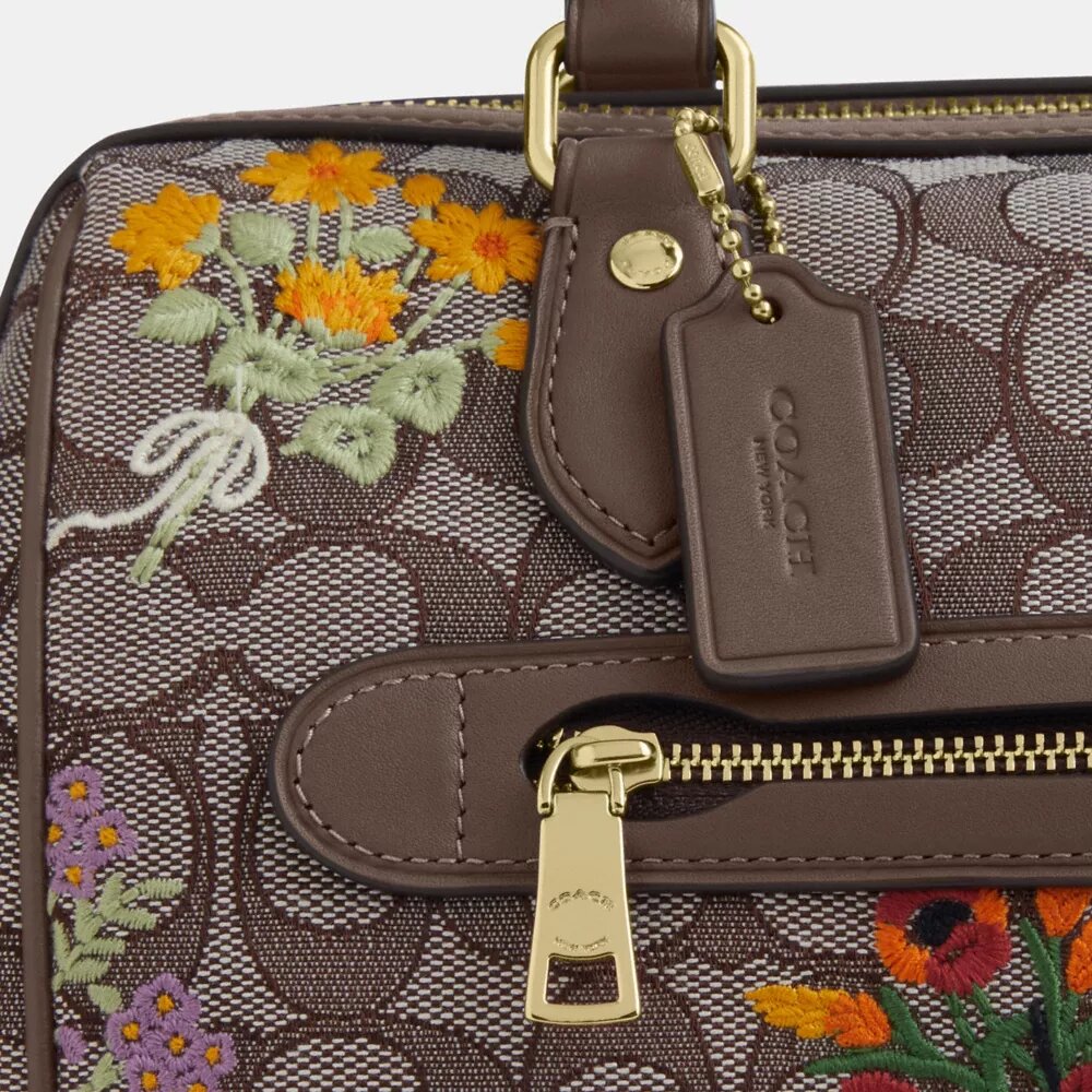 Geantă tip satchel Rowan din jacquard semnătura cu broderie florală