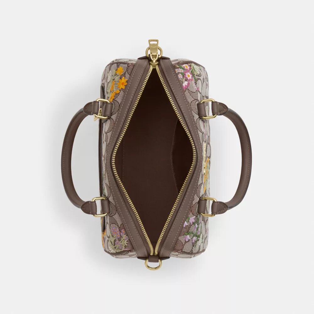 Geantă tip satchel Rowan din jacquard semnătura cu broderie florală
