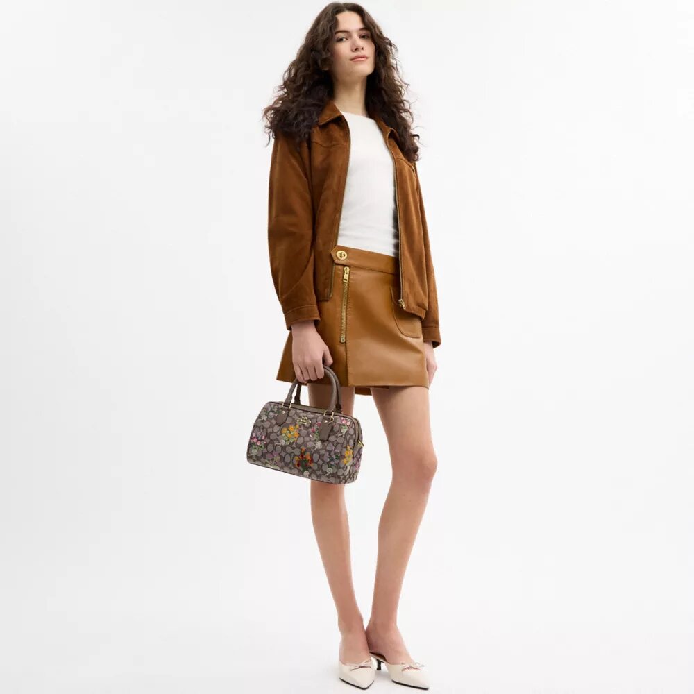 Geantă tip satchel Rowan din jacquard semnătura cu broderie florală