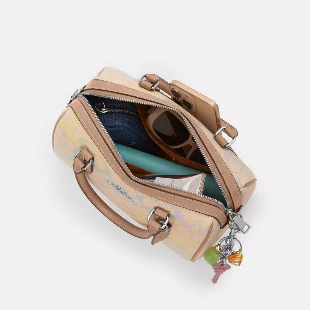 Geantă tip satchel Rowan din pânză Rainbow Signature Canvas