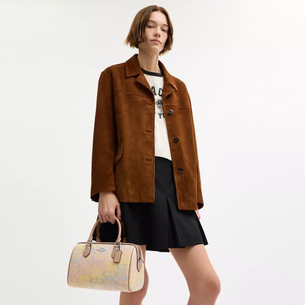 Geantă tip satchel Rowan din pânză Rainbow Signature Canvas