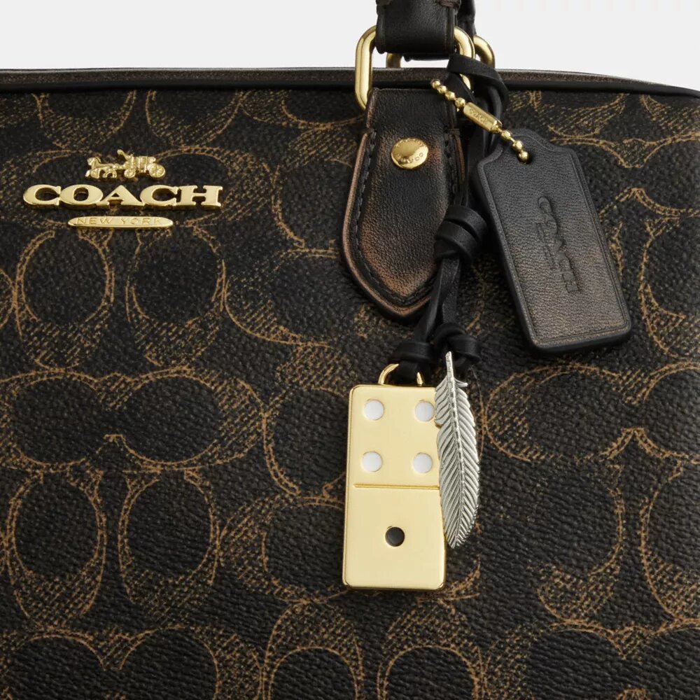 Geantă tip satchel Rowan din pânză Signature Canvas cu pandantive pentru genți