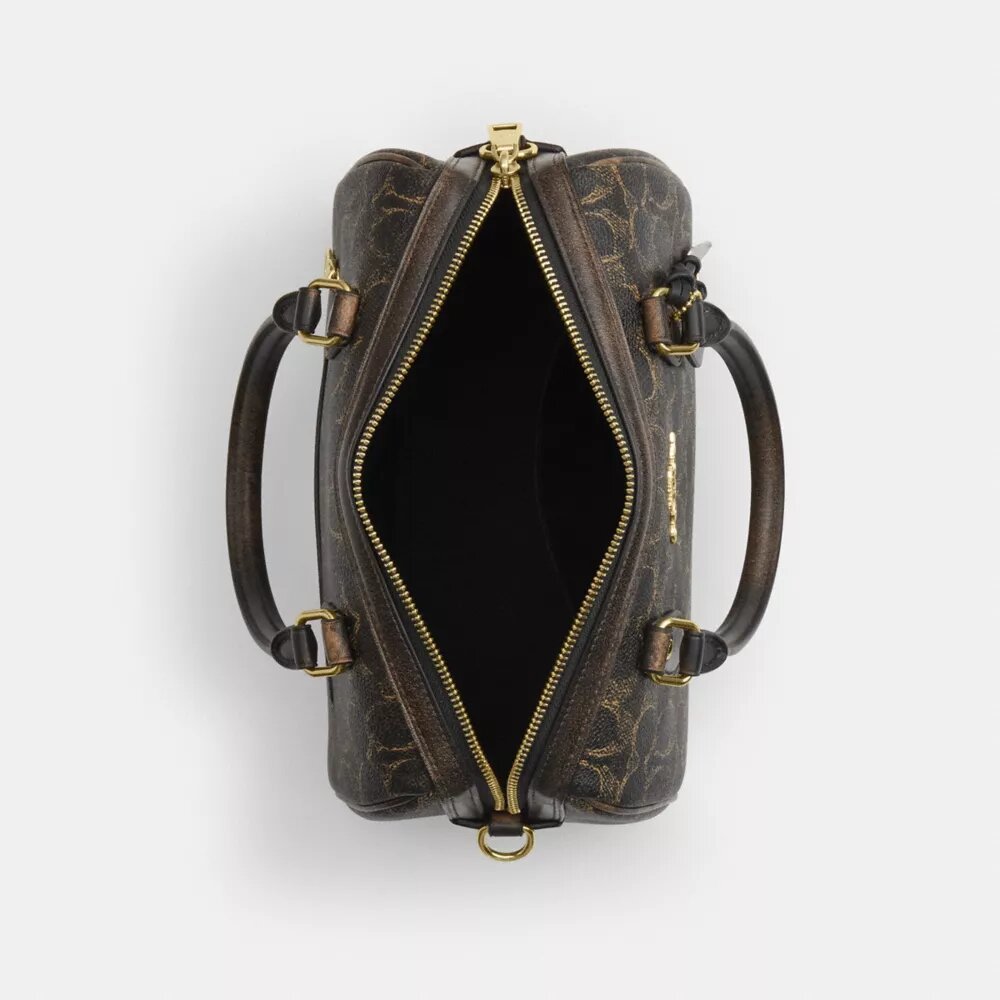 Geantă tip satchel Rowan din pânză Signature Canvas cu pandantive pentru genți