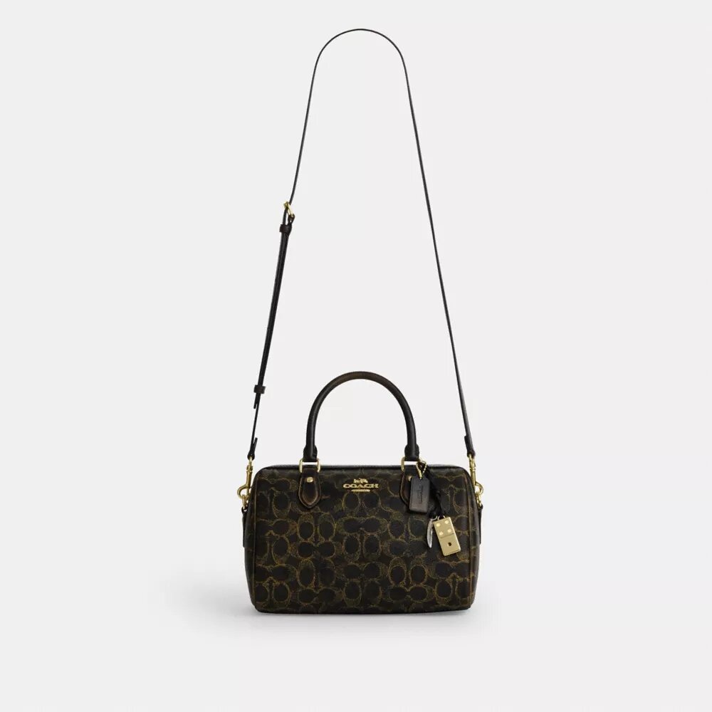 Geantă tip satchel Rowan din pânză Signature Canvas cu pandantive pentru genți