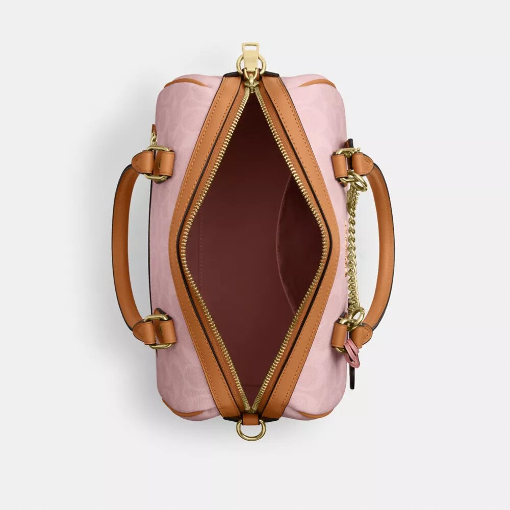 Geantă tip satchel Rowan din Signature Canvas cu pandantive